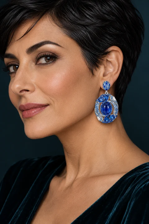 The Héloïse Promenade Earrings worn on a model — AI-generated styling preview