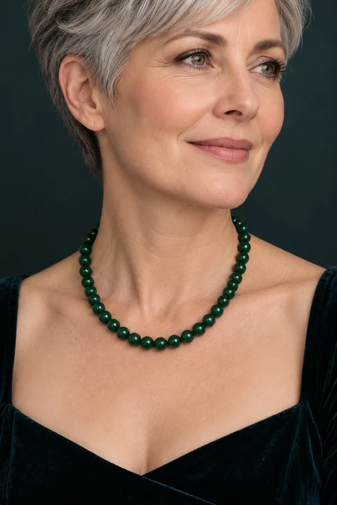 The Sabine Rhapsody Necklace worn on a model — AI-generated styling preview