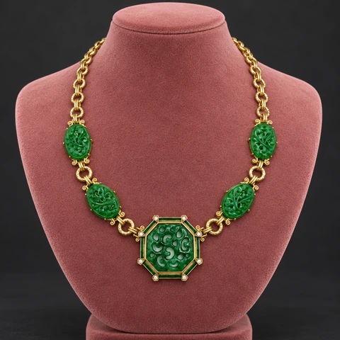 The Maëlle Poème Necklace on a jewelry display — AI-generated styling preview