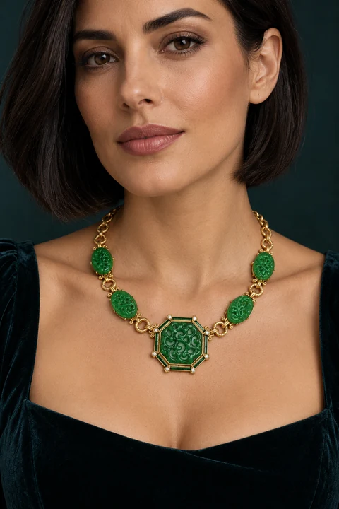 The Maëlle Poème Necklace worn on a model — AI-generated styling preview