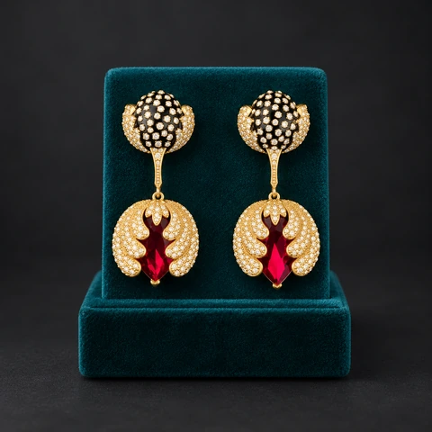 The Madeleine Reverie Earrings on a jewelry display — AI-generated styling preview