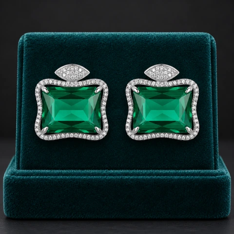 The Élise Serenade Earrings on a jewelry display — AI-generated styling preview
