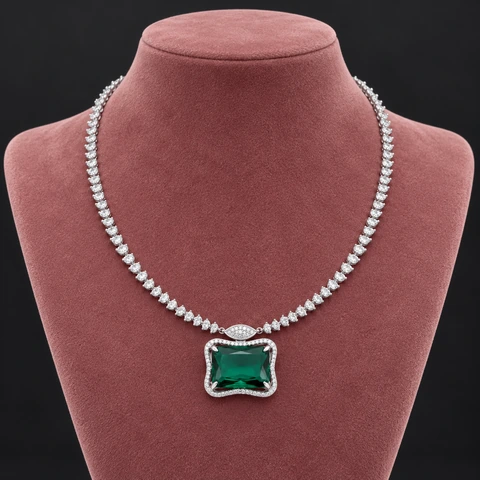 The Élise Serenade Necklace on a jewelry display — AI-generated styling preview