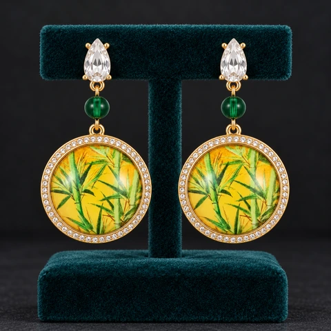 The Capucine Romance Earrings on a jewelry display — AI-generated styling preview