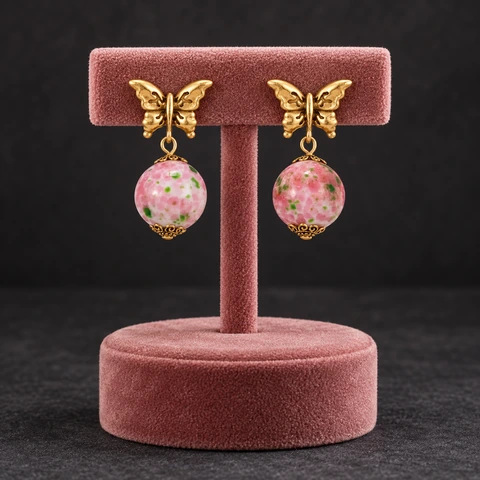 The Marianne Muse Pink Earrings on a jewelry display — AI-generated styling preview