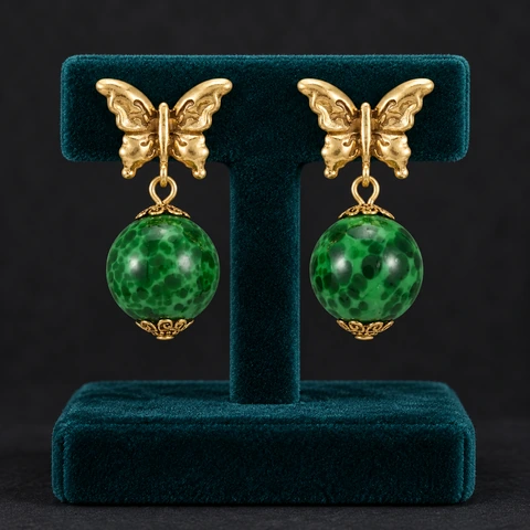 The Marianne Muse Green Earrings on a jewelry display — AI-generated styling preview