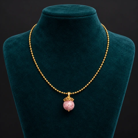 The Marianne Muse Pink Necklace on a jewelry display — AI-generated styling preview