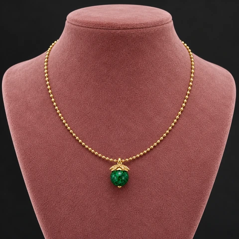The Marianne Muse Green Necklace on a jewelry display — AI-generated styling preview