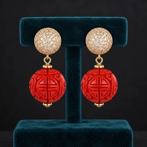 The Mathilde Romance Earrings on a jewelry display — AI-generated styling preview