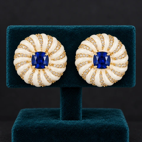 The Diane Serenade Earrings on a jewelry display — AI-generated styling preview