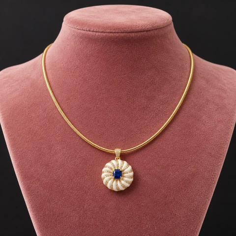 The Diane Serenade Necklace on a jewelry display — AI-generated styling preview