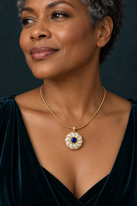 The Diane Serenade Necklace worn on a model — AI-generated styling preview
