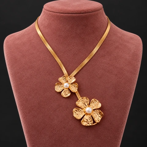 The Giselle Reverie Necklace on a jewelry display — AI-generated styling preview