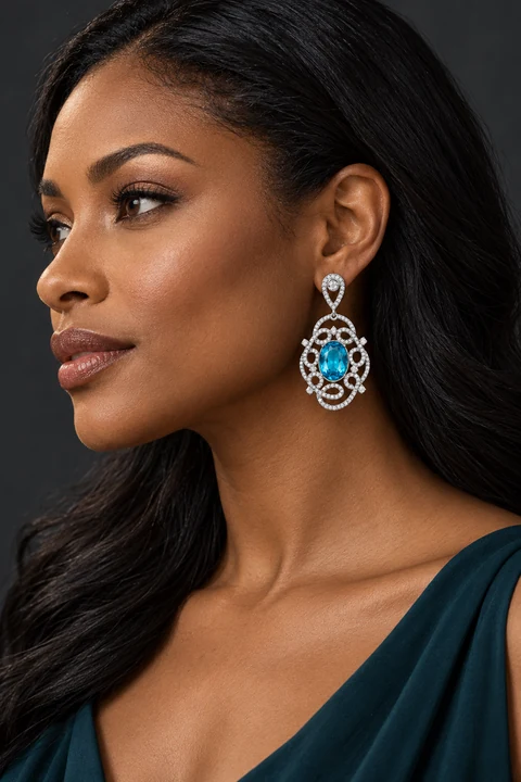 The Agnès Sonata Earrings worn on a model — AI-generated styling preview