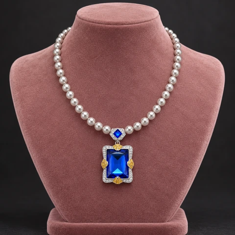 The Marion Sonata Necklace on a jewelry display — AI-generated styling preview