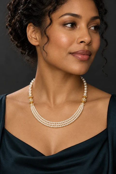 The Vivienne Romance White Necklace worn on a model — AI-generated styling preview