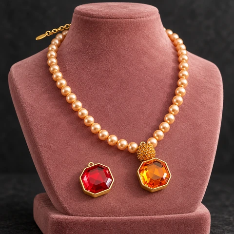 The Francine Éclat Necklace on a jewelry display — AI-generated styling preview