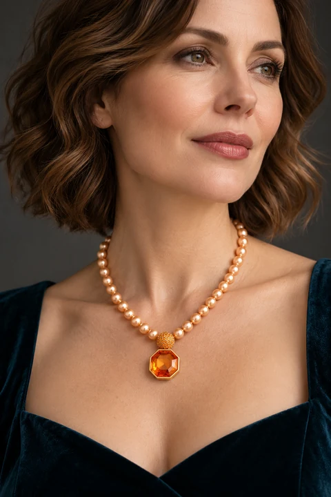The Francine Éclat Necklace worn on a model — AI-generated styling preview