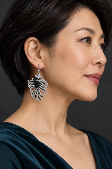 The Céline Muse Earrings worn on a model — AI-generated styling preview