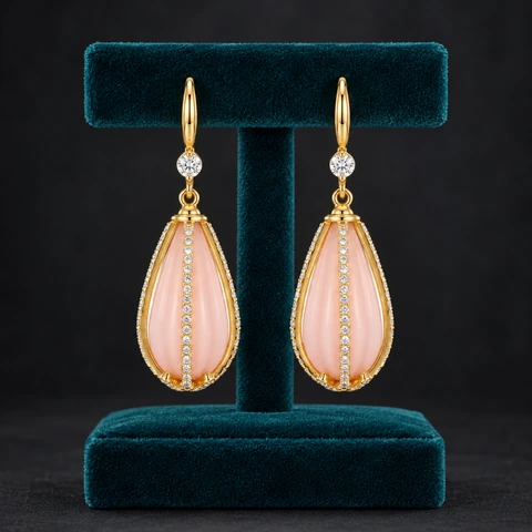 The Émilie Promenade Earrings on a jewelry display — AI-generated styling preview