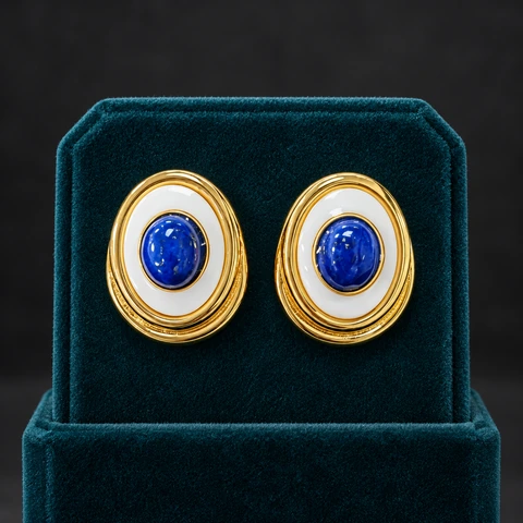 The Solange Éclat Earrings on a jewelry display — AI-generated styling preview