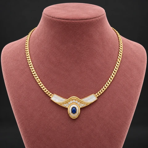 The Solange Éclat Necklace on a jewelry display — AI-generated styling preview