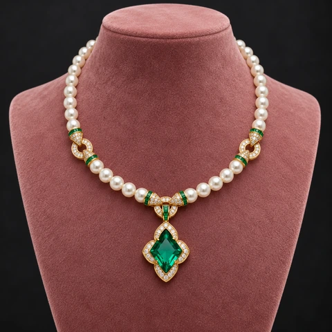 The Marceline Promenade Necklace on a jewelry display — AI-generated styling preview