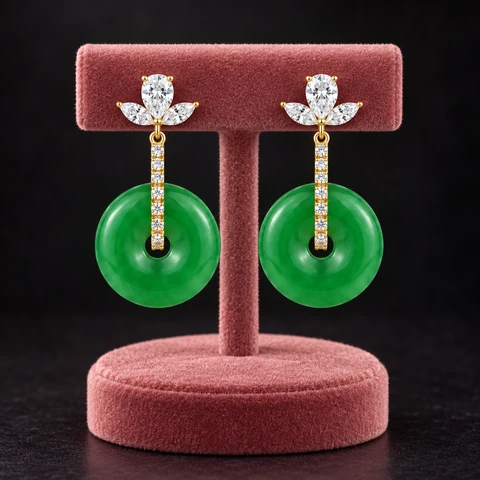 The Léonie Reverie Earrings on a jewelry display — AI-generated styling preview