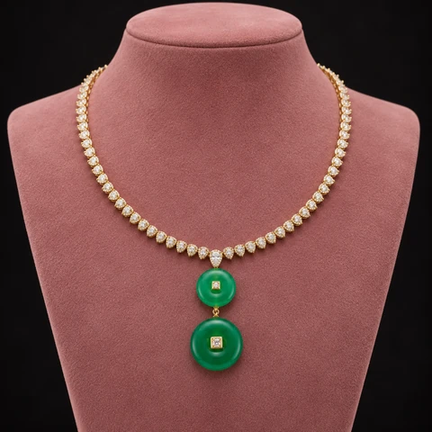 The Léonie Reverie Necklace on a jewelry display — AI-generated styling preview