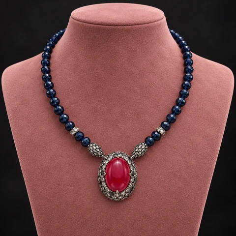 The Chantal Muse Necklace on a jewelry display — AI-generated styling preview
