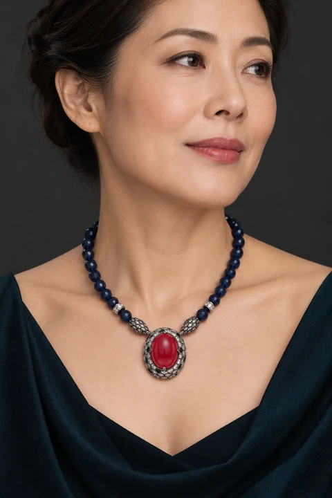 The Chantal Muse Necklace worn on a model — AI-generated styling preview