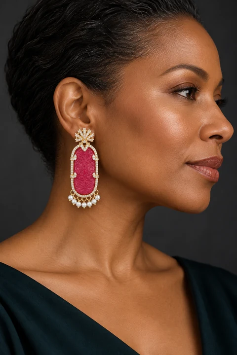 The Anouk Reverie Earrings worn on a model — AI-generated styling preview