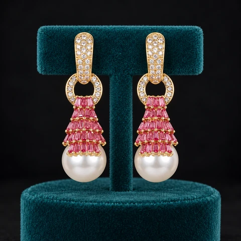 The Anastasie Éclat Earrings on a jewelry display — AI-generated styling preview