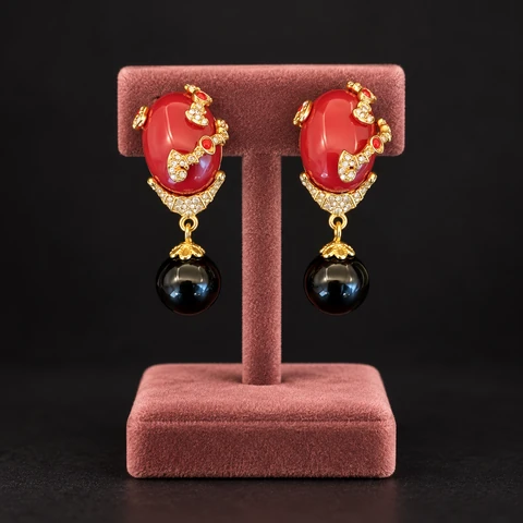 The Alice Fable Earrings on a jewelry display — AI-generated styling preview