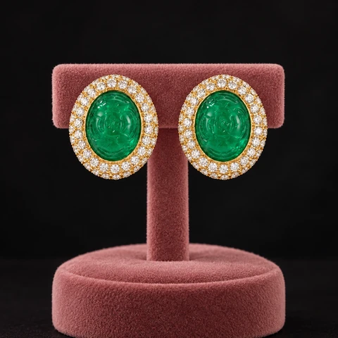 The Béatrice Jardin Earrings on a jewelry display — AI-generated styling preview