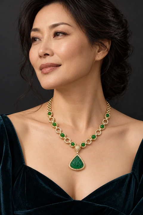 The Béatrice Jardin Necklace worn on a model — AI-generated styling preview