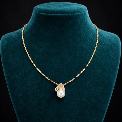 The Gilded Muse Necklace on a jewelry display — AI-generated styling preview
