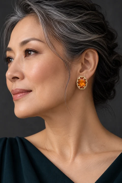 The Arielle Nocturne Earrings worn on a model — AI-generated styling preview