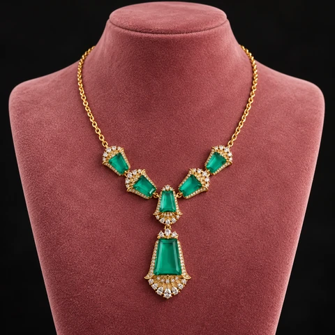 The Anastasie Jardin Necklace on a jewelry display — AI-generated styling preview