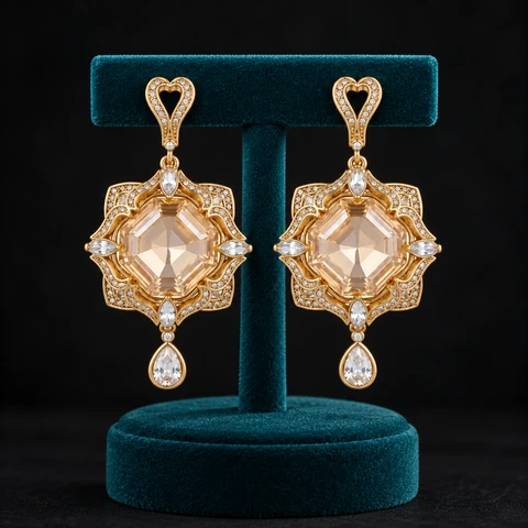 The Apolline Nocturne Earrings on a jewelry display — AI-generated styling preview