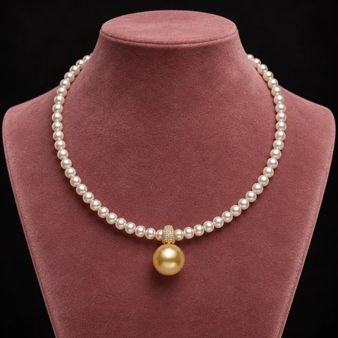 The Ambre Waltz Necklace on a jewelry display — AI-generated styling preview