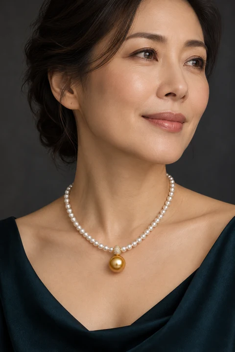 The Ambre Waltz Necklace worn on a model — AI-generated styling preview