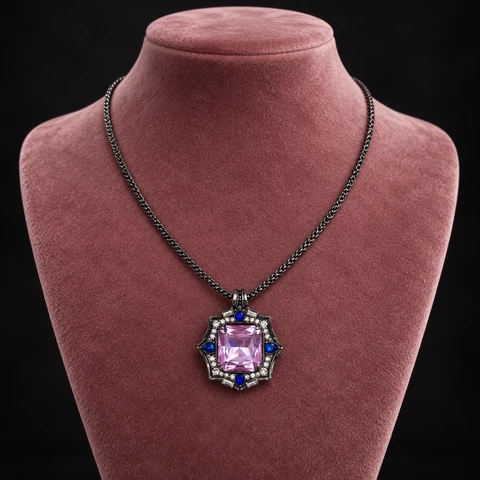 The Romy Reverie Necklace on a jewelry display — AI-generated styling preview