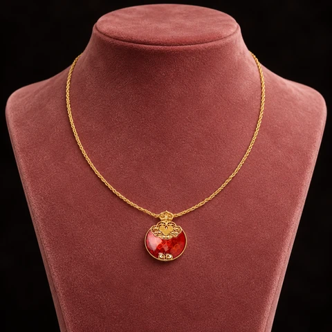 The Virginie Arabesque Necklace on a jewelry display — AI-generated styling preview