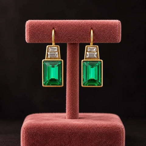 The Céline Waltz Earrings on a jewelry display — AI-generated styling preview
