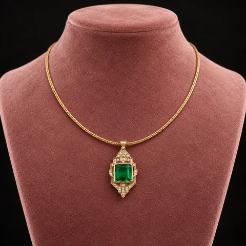 The Céline Waltz Necklace on a jewelry display — AI-generated styling preview