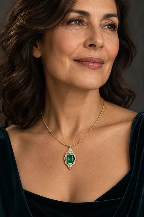 The Céline Waltz Necklace worn on a model — AI-generated styling preview