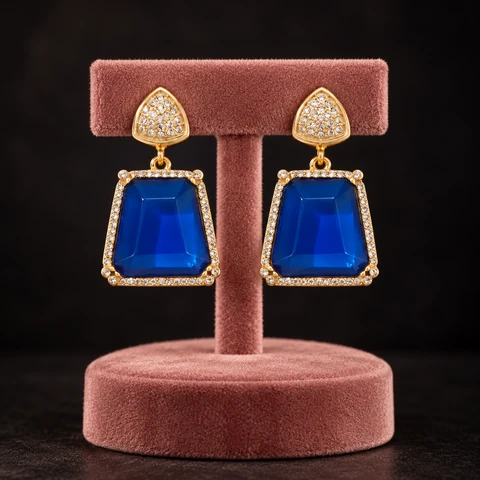 The Angélique Serenade Earrings on a jewelry display — AI-generated styling preview