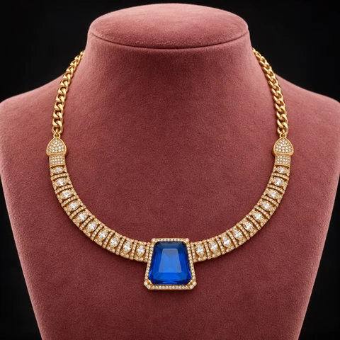 The Angélique Serenade Necklace on a jewelry display — AI-generated styling preview