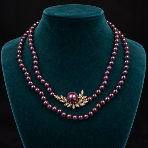 The Violette Arabesque Necklace on a jewelry display — AI-generated styling preview
